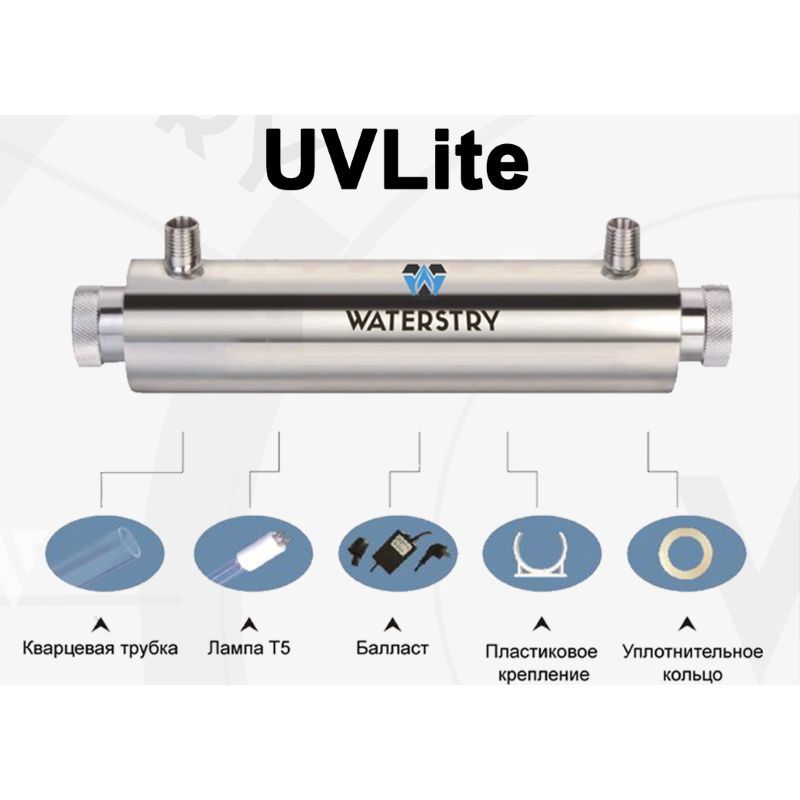 стерилизатор уф waterstry uvlite 12gpm 1 55 вт монтажная длина 805 мм (uvl12)