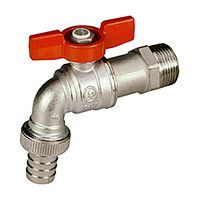 кран для садового шланга giacomini r611 с выводом для резинового шланга 3/4 , с ручкой-бабочкой, хромированный. (r620x004)