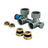 узел нижнего подключения стальных панельных радиаторов 3/4”f x 3/4”e и полотенцесушителей, угловой giacomini r386t (r386tx013)