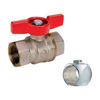 Кран шаровой GIACOMINI полнопроходной с шаром DADO©, усиленная модель, резьба внутренняя/внутренняя, никелированный, ручка - бабочка красная или жёлтая. (R951X022)