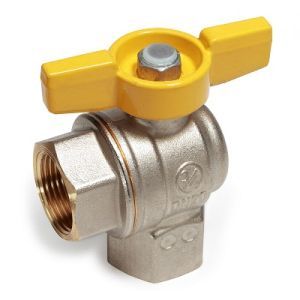 кран шаровой угловой полнопроходной с желтой рукояткой, с внутренней резьбой, никелированный giacomini r783g 1/2 (r783gbx003)