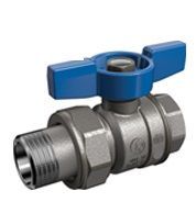 Кран шаровой GIACOMINI R859 с отводом полнопроходной, резьба внутренняя/наружная, хромированный, ручка - бабочка красная 1/2 F x 1/2 M - син. рук. (R859X343)