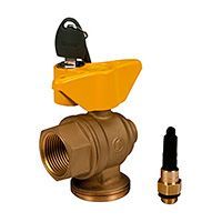 кран шаровой giacomini угловой со штуцером, с замком 1 f-rp x1 1/2 m (r792by005)