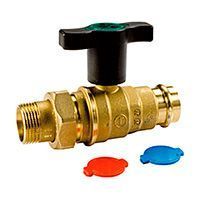 Кран шаровой с отводом, пресс соединение GIACOMINI R859VT, с удлин. ручкой 1 M x TR28 (R859VY105)