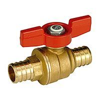 Кран шаровой GIACOMINI Giacoqest для обжимного соединения, ручка-бабочка красная. (GZ651Y003)