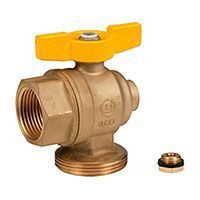 Кран шаровой GIACOMINI угловой со штуцером 1 F-RP X1 1/2 M (R792Y005)