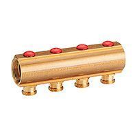 коллектор подающий распределительный giacomini 1 1/4 x18 /6 сo встроенными отсечными/балансировочными клапанами, с отводами с наружной резьбой для отопления (r553sy026)