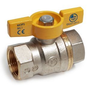 Кран шаровой GIACOMINI полнопроходной, резьба внутренняя/внутренняя, никелированный, для газа, ручка - бабочка желтая. 3/8 (R731GAX002)