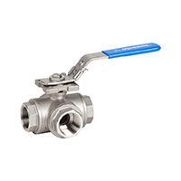 Кран шаровой Genebre 2040 Ду50 3х ходовой неполнопроходной 2 L обазный проход AISI 316 Pу63 (204009)